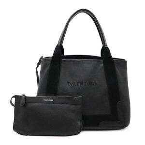 BALENCIAGA Navy Blue Cabas Tote Bag Handbag Black